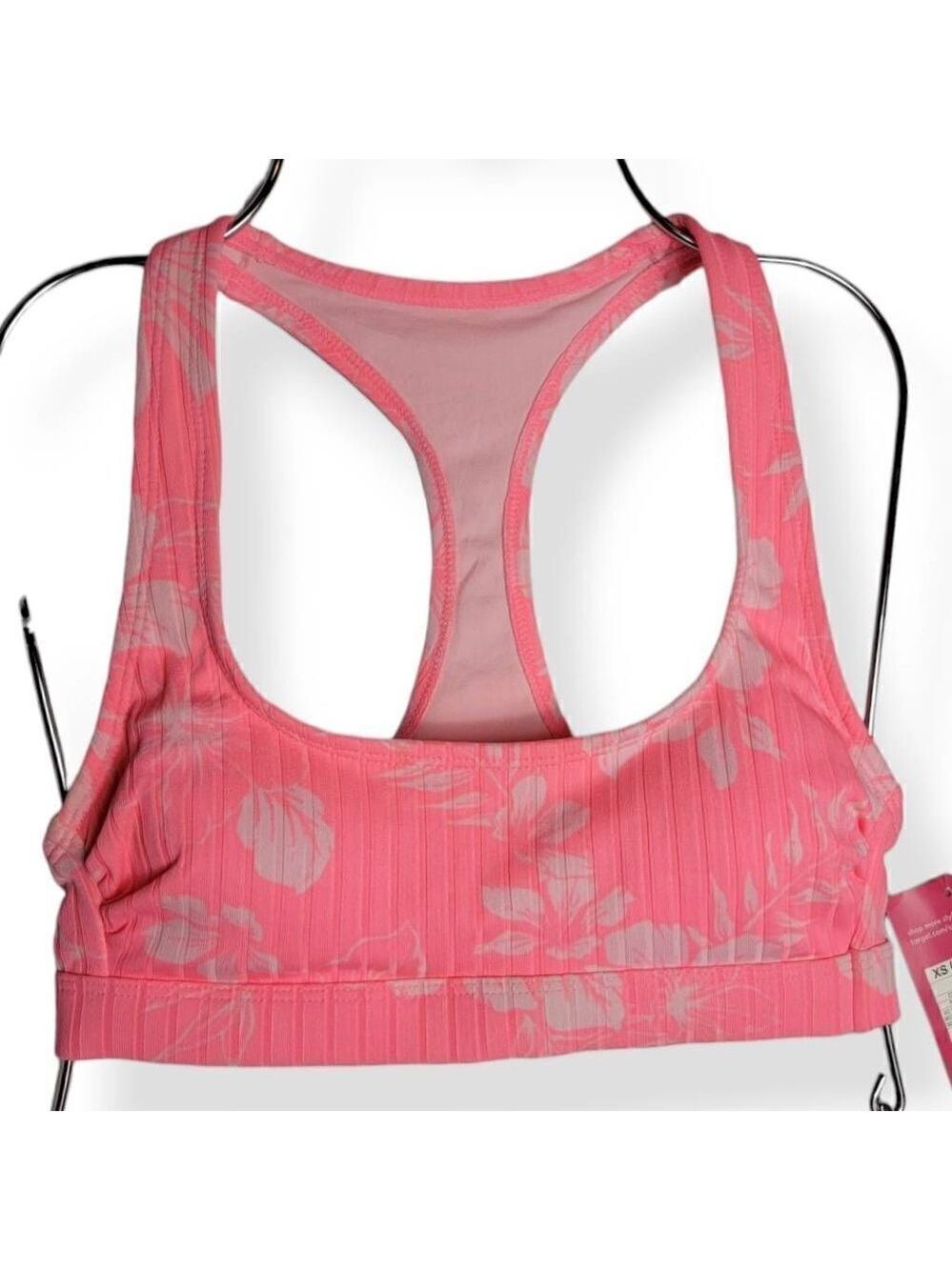 Xhilaration  Hot Pink  Floral  Bikini Top Medium Junior